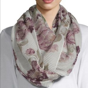 NWT Infinity Scarf Gray with Purple Flowers